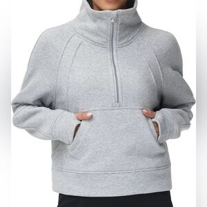 The Gym People Womens’ Half Zip Pullover Fleece Stand Collar Cropped Sweatshirt